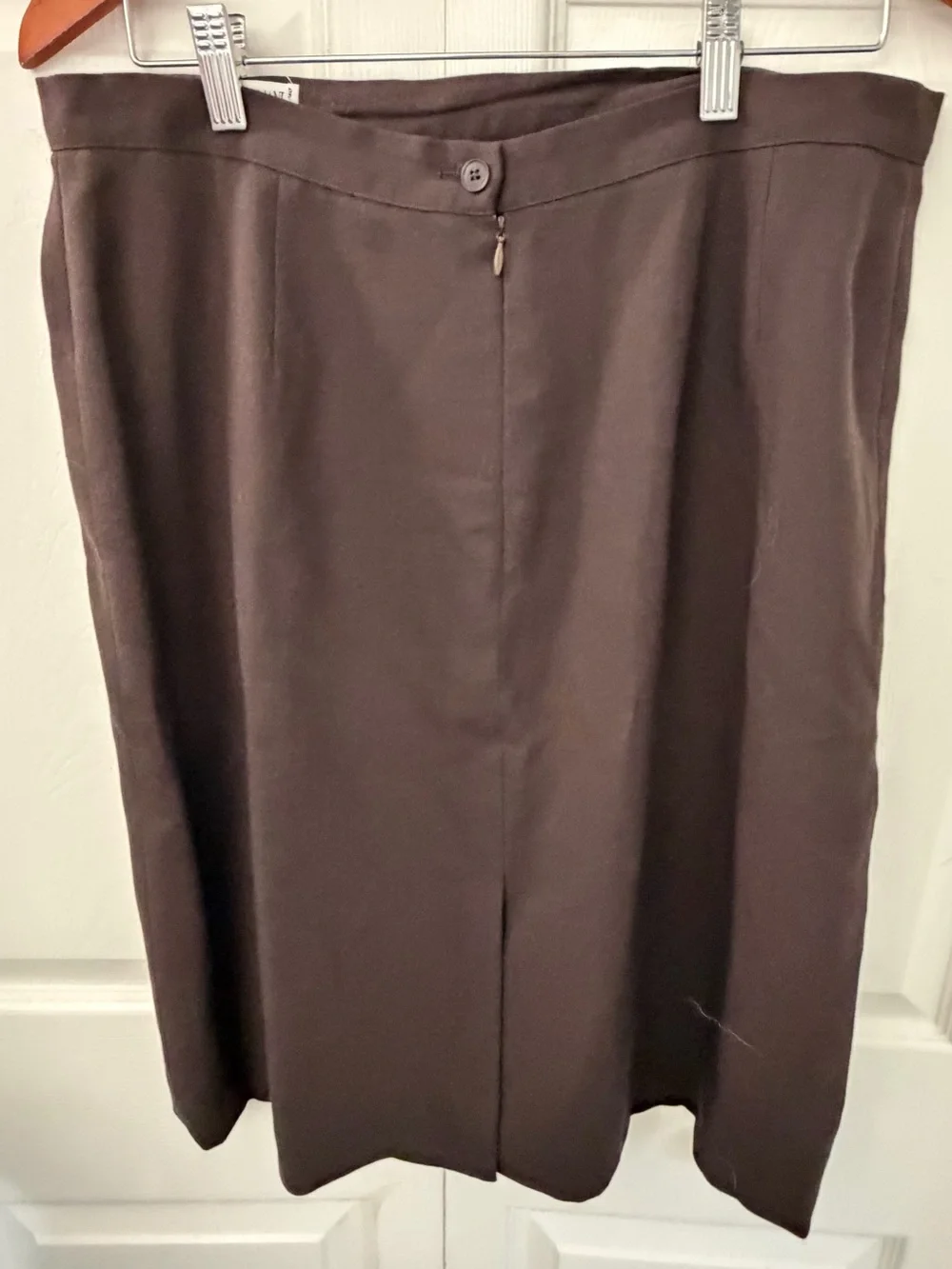 Giorgio Armani Le Collezioni Vintage Brown Wool Pencil Skirt Size 14 Made Italy